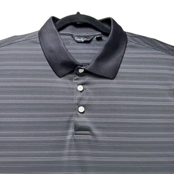 WALTER HAGEN ESSENTIALS Mens Short Sleeve Polo Shirt Black Striped Men's Size XL - Picture 4 of 9